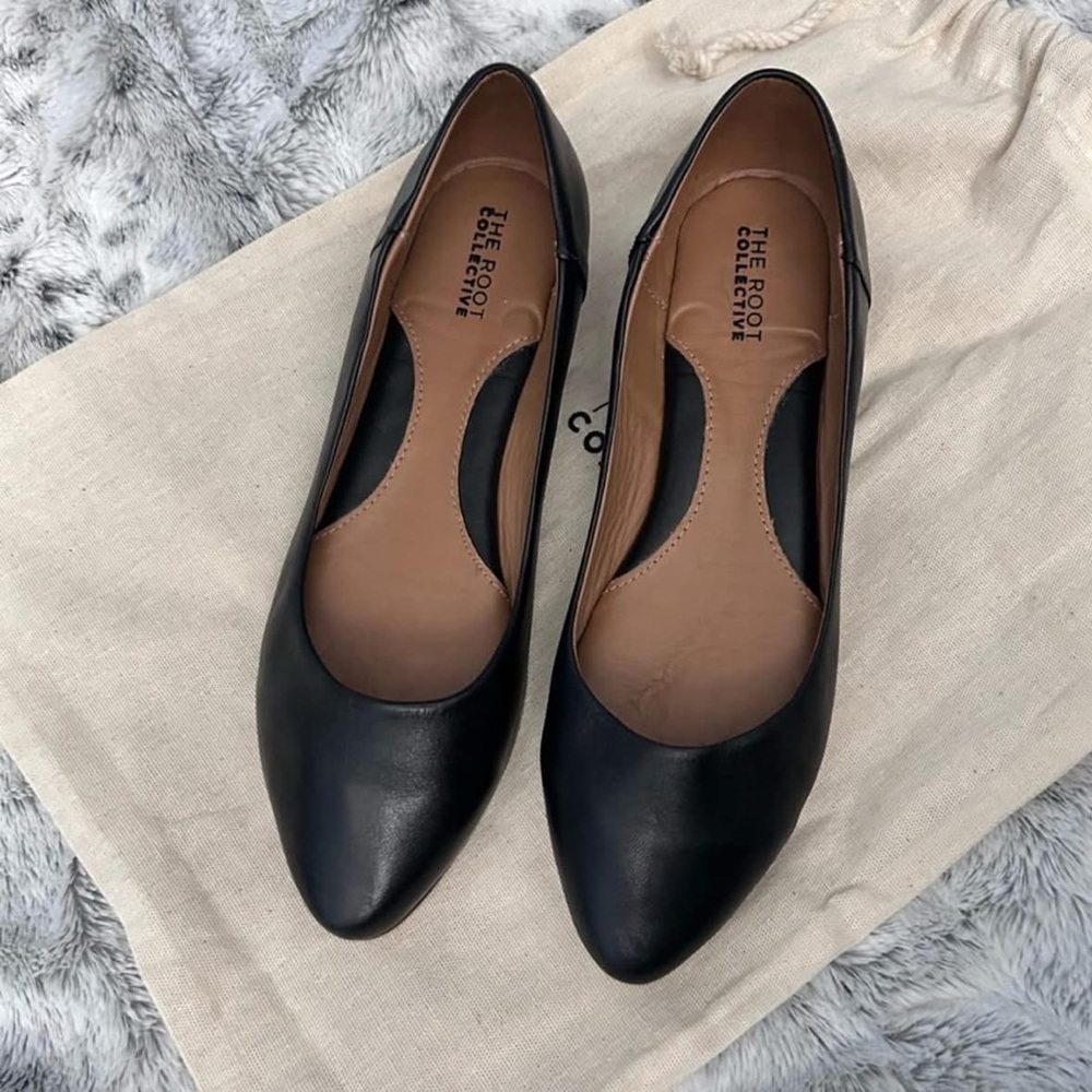 The Root Collective Thea flats in noir leather size 10 NEW